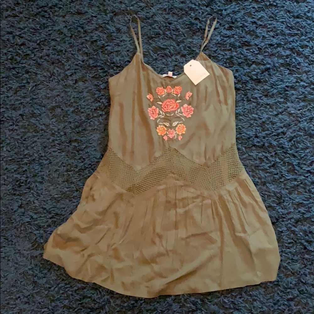 Embroidered green dress